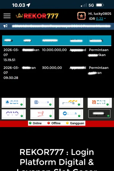 REKOR777 2026 Slot Gacor RTP Tinggi